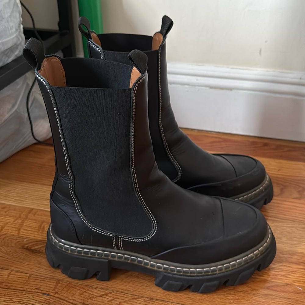 GANNI cleated boots mid calf